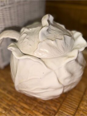 White Ceramic Cabbage Bowl Decorative Home Art